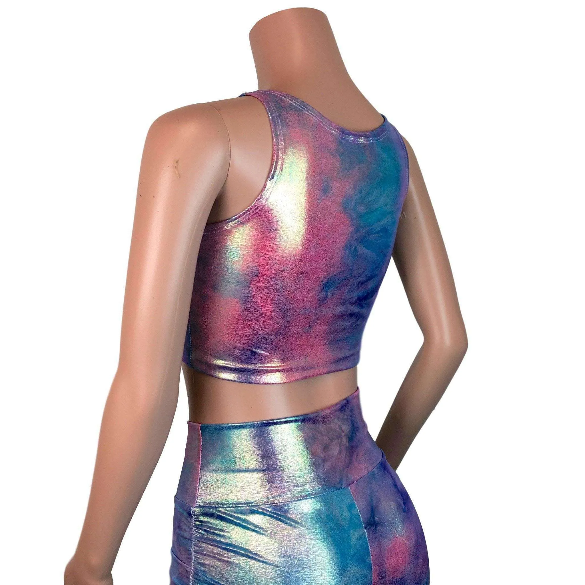 Ruched Crop Tank Top - Rainbow Mystique