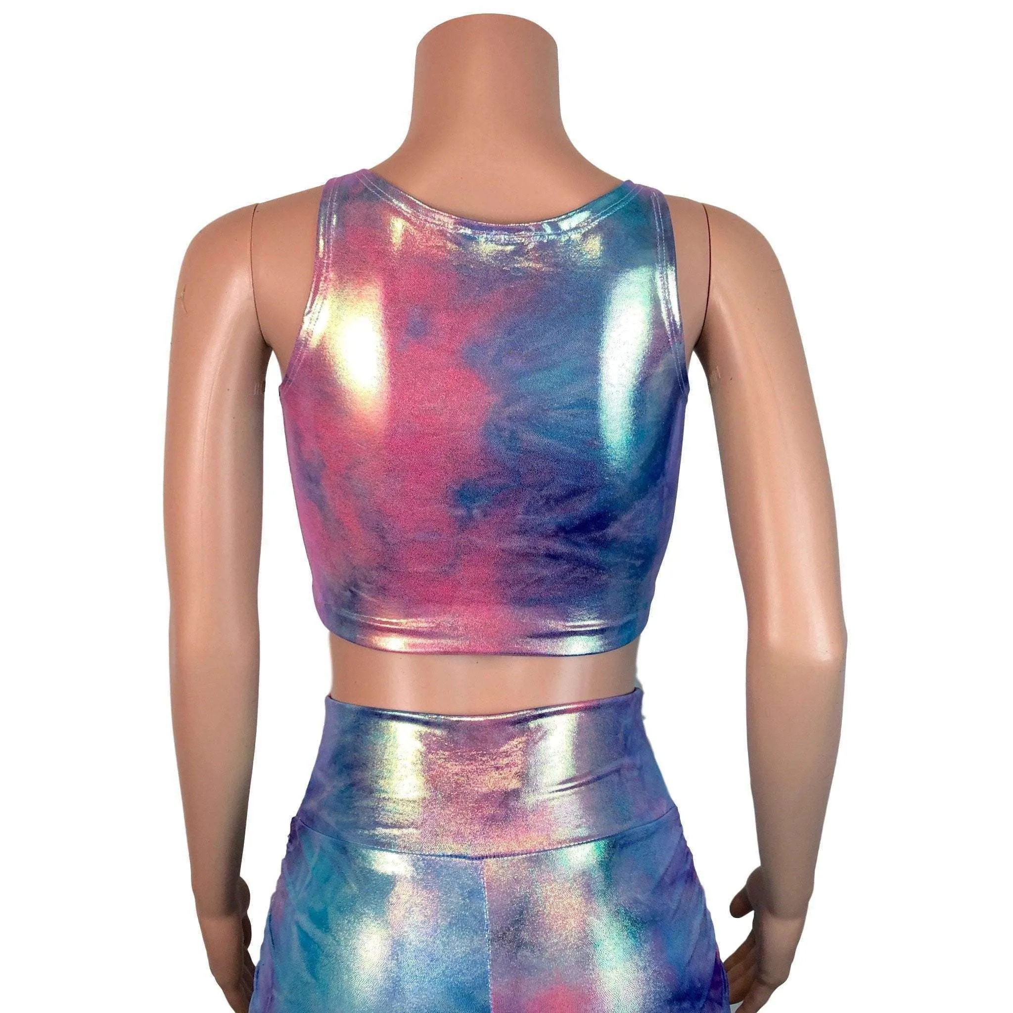 Ruched Crop Tank Top - Rainbow Mystique